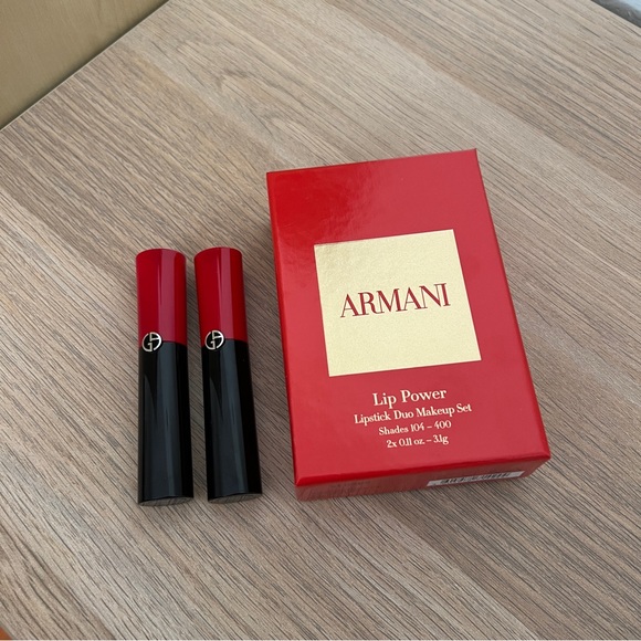 NWT Armani Lip Power Lipstick Duo Makeup Set Shade 104 & 400